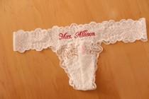 Bridal underwear personalized, IVORY, Mrs Panties,Personalized Bridal Thong,Bridal Lingerie,Customized,Honeymoon, Bachelorette gift, VS FC wedding photo - Bridal underwear personalized, IVORY, Mrs Panties,Personalized Bridal Thong,Bridal Lingerie,Customized,Honeymoon, Bachelorette gift, VS FC