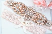 BLUSH PINK Rose Gold Crystal pearl Wedding Garter Set, Stretch Lace Garter, Rhinestone Crystal Bridal Garters wedding photo - BLUSH PINK Rose Gold Crystal pearl Wedding Garter Set, Stretch Lace Garter, Rhinestone Crystal Bridal Garters