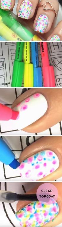 Highligter Pen Nail Art wedding photo - Highligter Pen Nail Art
