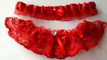 Wedding Bridal Garter Plus Size/ -Red Lace and Rhinestone Plus Size Garter Set- Red Lace Keepsake Wedding Garter Set - Marti & Co wedding photo - Wedding Bridal Garter Plus Size/ -Red Lace and Rhinestone Plus Size Garter Set- Red Lace Keepsake Wedding Garter Set - Marti & Co