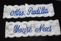 Wedding Garter Set of 2, Personalized Garters, Something Blue, You're Next, Wedding Garter, Personalized Wedding Garters, Toss Garter wedding photo - Wedding Garter Set of 2, Personalized Garters, Something Blue, You're Next, Wedding Garter, Personalized Wedding Garters, Toss Garter