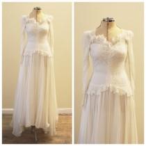 Vintage Bridal 1930's floral lace and chiffon wedding gown wedding photo - Vintage Bridal 1930's floral lace and chiffon wedding gown