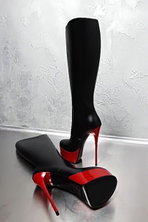 NEW 1969 Italy Luxus Echtleder Rot Schwarz Stiefel Plateau High Heel BD4 Boots wedding photo - NEW 1969 Italy Luxus Echtleder Rot Schwarz Stiefel Plateau High Heel BD4 Boots