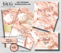 wedding photo -  Marble Wedding Kit. Rose Gold Marble Invitation suite, Goede Invitation, Modern wedding, Marble invitation set 100 sets with envelopes - $181.00 USD
