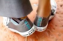 wedding photo - Bride and Groom's Wedding Converse Hand Painted Wedding Shoes Name Date Classic colors Custom Wedding Shoes Converse Baltimore