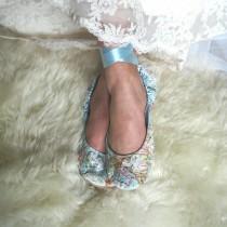 wedding photo - World Traveler Wedding Shoes,  Map Themed Wedding Shoes,  Atlas Ballet Bridal Flats, Custom Bridal Shoes, Something Blue Shoe