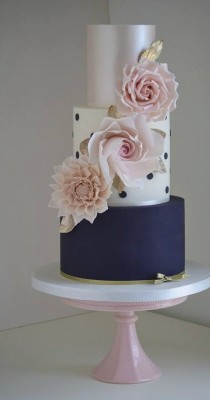 wedding photo - Navy And Satin Cake