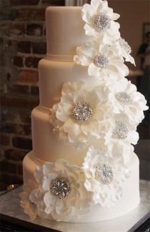 wedding photo - White Floral Wedding Cake