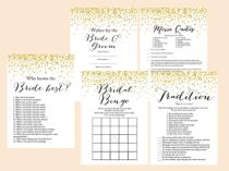 wedding photo -  Gold Confetti Bridal Shower Game Set - Magical Printable