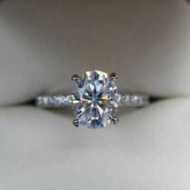 wedding photo -  3.00 Carat Oval Harro Moissanite & Diamond Engagement Ring 14k Rose Gold, Harro Gem Rings, Anniversary Rings, Diamond Alternative, Custom - $2785.00 USD