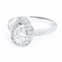 wedding photo -  Natural Pear Cut Diamond Engagement Ring, Pear Diamond Halo Ring, Diamond Pave Band Pear Halo Ring, 3/4 Carat Diamond Ring, Solid Gold 14K - $2980.00 USD