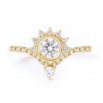 wedding photo -  Unique Crown Diamond Engagement ring, 0.45ct, Crown Engagement Ring Valentia Eternity Engagement Ring 14K White Gold Ring - $1485.00 USD