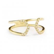 wedding photo -  Open Taper gold and diamond unique wedding ring - Cuff Ring 18K Yellow Gold - $470.00 USD