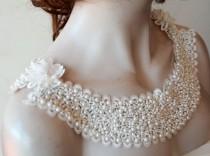 wedding photo -  Wedding Pearl Jewelry, Wedding Pearl Shoulder, Wedding Dress Accessory, Pearl Bridal Jewelry , Wedding Accessory, Bridal Accessory - $67.00 USD