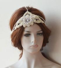 wedding photo -  Wedding Pearl Headband, İvory Pearl Headpiece, Wedding Pearl Headpieces, Pearl headband for Wedding, Pearl Hair Jewelry, Bridal Accessories - $89.00 USD