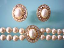 wedding photo -  2 Strand Vintage Rosita Pearl Choker And Matching Earrings