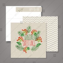 wedding photo -  Christmas party invitation with needle fir pine wreath