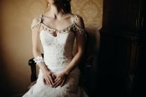 wedding photo -  Lace Dress Shoulder Necklace, Bridal Shoulder Necklace, Wedding Shoulder Jewelry, Wedding Dress Shoulder, Wedding Dress Accessory - $119.00 USD