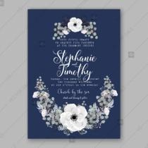 wedding photo -  Anemone Wedding Invitation Card Vector Template