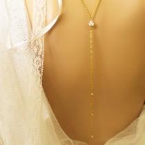 wedding photo -  MISTY Bridal Backdrop Necklace, Crystal Back Wedding Jewelry