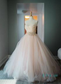 wedding photo -  Classic blush pink tulle ball gown wedding dress