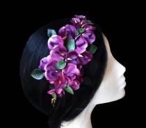 wedding photo -  Flower comb. Bridal comb. Wedding comb. Purple flower comb. Orchid comb. Flower headpiece. Orchid headpiece. Orchid comb. Bridal headpiece. - $46.90 EUR