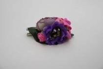 wedding photo -  Purple pink fancy Bridal flower hair clip Wedding hair clip Floral hair clip Bridal hair piece Rustic hair piece Gift for her - $12.00 USD