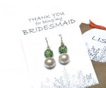 wedding photo -  Pearl bridesmaid earrings. Crystal and pearl earrings. Wedding earrings. Bridal earrings. Bridesmaid gifts. Bridesmaid jewelry. Gift for her - $6.90 EUR