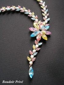 wedding photo -  Rainbow Rhinestone Necklace, Gatsby Jewelry