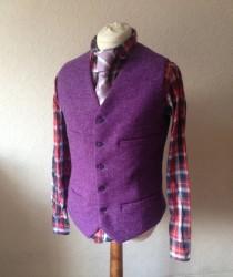 Handmade Purple Waistcoat - Harris Tweed Waistcoat - Wool Wedding Vest - Groomsman Vest Best MEN - Formal Tweed Waistcoat - Purple Wool Vest wedding photo - Handmade Purple Waistcoat - Harris Tweed Waistcoat - Wool Wedding Vest - Groomsman Vest Best MEN - Formal Tweed Waistcoat - Purple Wool Vest