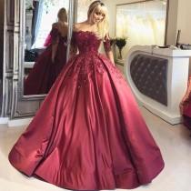 wedding photo -  Off The Shoulder Half Sleeves Ball Gown ..