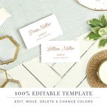 Wedding Place Card Template, Printable Escort Cards, Pretty Script, Word or Pages, Mac or PC, Instant DOWNLOAD wedding photo - Wedding Place Card Template, Printable Escort Cards, Pretty Script, Word or Pages, Mac or PC, Instant DOWNLOAD