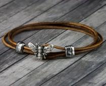 Bee Leather Bracelet - Leather Wrap Bracelet - Womens Leather Bracelet - Mens Leather Bracelet - Bee Jewelry - Leather Bracelet - Honey Bee wedding photo - Bee Leather Bracelet - Leather Wrap Bracelet - Womens Leather Bracelet - Mens Leather Bracelet - Bee Jewelry - Leather Bracelet - Honey Bee