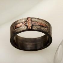 Unique Men's Wedding Band, Men ring, Men wedding ring, Rustic Silver Copper Men's Ring, Casual ring, Gift for him, RS-1205 wedding photo - Unique Men's Wedding Band, Men ring, Men wedding ring, Rustic Silver Copper Men's Ring, Casual ring, Gift for him, RS-1205