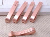 Rose Gold Color Personalized Copper Tie Clip Groomsmen Set, Monogram Tie Tack, Tie Bar, Stamped Tie Bar, Best Man Gift, Groomsmen Gift wedding photo - Rose Gold Color Personalized Copper Tie Clip Groomsmen Set, Monogram Tie Tack, Tie Bar, Stamped Tie Bar, Best Man Gift, Groomsmen Gift