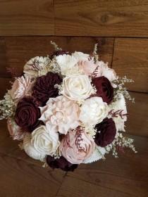 Custom Burgundy, Wine and Blush Sola Wood Flower Bouquet dried Flowers Keepsake Wood Flowers Flower girl Toss Bridal Bridesmaid Style 79 wedding photo - Custom Burgundy, Wine and Blush Sola Wood Flower Bouquet dried Flowers Keepsake Wood Flowers Flower girl Toss Bridal Bridesmaid Style 79