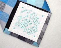 Father-in-law Tie Patch • Wedding Day Accessories • Thank you for raising the man of my dreams • Suit Label • Personalized Gift • FIL wedding photo - Father-in-law Tie Patch • Wedding Day Accessories • Thank you for raising the man of my dreams • Suit Label • Personalized Gift • FIL