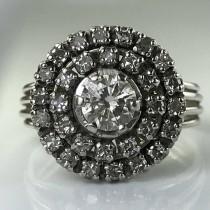 Vintage Diamond Cluster Ring. Platinum Sunburst Setting. Unique Engagement Ring. April Birthstone. 10 Year Anniversary. Estate Jewelry. wedding photo - Vintage Diamond Cluster Ring. Platinum Sunburst Setting. Unique Engagement Ring. April Birthstone. 10 Year Anniversary. Estate Jewelry.