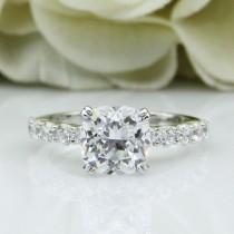 8x8mm Cushion Cut Simulated Diamond Or Moissanite Center Brilliant Engagement Ring MInilis Ring For Women Engagement Anniversary Ring(R0736) wedding photo - 8x8mm Cushion Cut Simulated Diamond Or Moissanite Center Brilliant Engagement Ring MInilis Ring For Women Engagement Anniversary Ring(R0736)