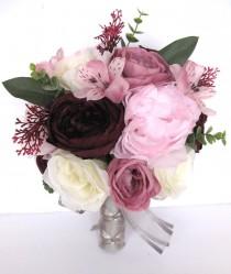 Pink wedding bouquet, Mauve bouquet, Wedding bouquets, Bridal bouquet, PINK MAUVE EGGPLANT, Wedding flowers, 17 piece set "RosesandDreams" wedding photo - Pink wedding bouquet, Mauve bouquet, Wedding bouquets, Bridal bouquet, PINK MAUVE EGGPLANT, Wedding flowers, 17 piece set "RosesandDreams"