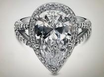 A Perfect 7CT Pear Cut Russian Lab Diamond Split Shank Engagement Ring wedding photo - A Perfect 7CT Pear Cut Russian Lab Diamond Split Shank Engagement Ring
