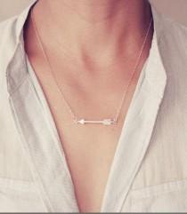 Sterling Silver Arrow Necklace /Sideways Arrow Necklace / Layering Silver Arrow Necklace / Large Silver Arrow Necklace / Celebrity Inspired wedding photo - Sterling Silver Arrow Necklace /Sideways Arrow Necklace / Layering Silver Arrow Necklace / Large Silver Arrow Necklace / Celebrity Inspired