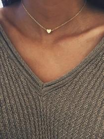 "I Heart You" Gold Or Silver Heart Charm Choker Necklace wedding photo - "I Heart You" Gold Or Silver Heart Charm Choker Necklace