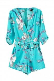 "Guardian Angel" Floral Turquoise Onepiece Romper Playsuit wedding photo - "Guardian Angel" Floral Turquoise Onepiece Romper Playsuit