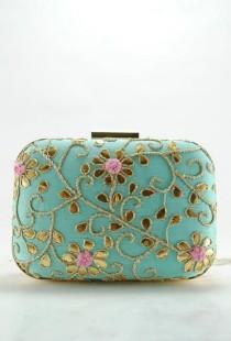 Turquoise Pink Gotta Patti Clutch wedding photo - Turquoise Pink Gotta Patti Clutch