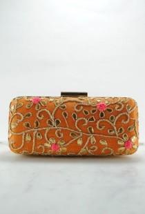 Orange Gold Gotta Patti Clutch wedding photo - Orange Gold Gotta Patti Clutch