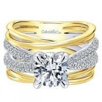 18K Yellow And White Gold Stacked Twisted Style Diamond Engagement Ring wedding photo - 18K Yellow And White Gold Stacked Twisted Style Diamond Engagement Ring
