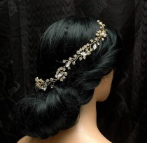 wedding photo -  Crystal Hair Vine, Gold Wedding Hair Vine, Bridal Headpiece, Wedding Hair Piece, Wedding Hair Accessory, Gold Bridal Headpiece, Hair Pins - $40.00 USD