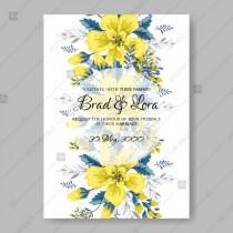 wedding photo -  Yellow sunflower wedding invitation vector template floral illustration