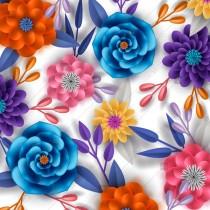 wedding photo -  Seamless paper floral anemone seamless pattern. 3d origami
